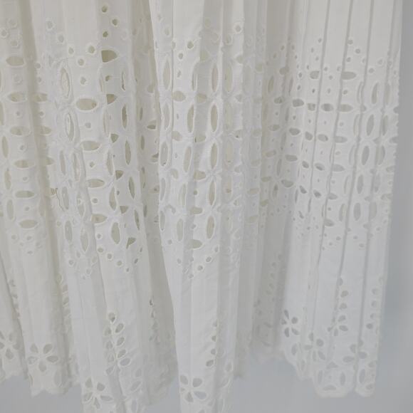 Gianni Bini White Eyelet Lace Pleated Midi Dress Peplum NWT Size 0 Bridal - Picture 12 of 16